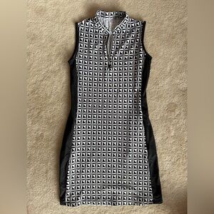 NiVo Geometric Black and White Sleeveless Dress